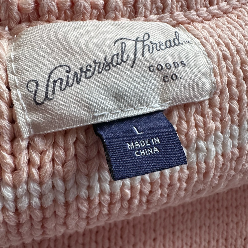 Universal Thread Cap Sleeve Cotton Preppy Striped Sleeveless Sweater Peach LG - Picture 4 of 9